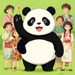 maximalist joyful panda, trending on pixiv fanbox, painted by makoto shinkai takashi takeuchi studio ghibli, akihiko yoshida, yoshitaka amano, wangechi mutu, clean cel shaded vector art. shutterstock. behance hd by lois van baarle, artgerm, helen huang, rossdraws, illustration