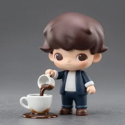nendoriod of ben affleck spilling coffee, detailed product photo, 8 k