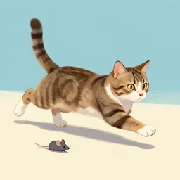 a cat chasing × a mouse
