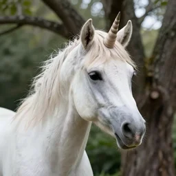 beautiful unicorn closeup under a tree natural lighting by Emmanuel Lubezki
