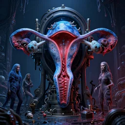 realm of the ovarian machine, horror art, blue and red hour, by beksinski, szukalski, giger, pyromallis, dzo, iris compiet, seb mckinnon, digital art, highly detailed, intricate, sharp focus, trending on artstation hq, deviantart, pinterest, unreal engine 5, 4 k uhd image
