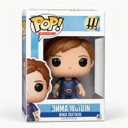 logo of a funko - pop!!! of emma watson!!! 8 k marketing advertisement