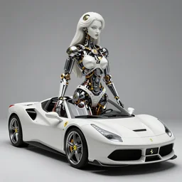 Ferrari car in the shape of a woman, fantasy, intricate mechanical designs, elegant, highly detailed, sharp focus, art by Artgerm and Greg Rutkowski and WLOP