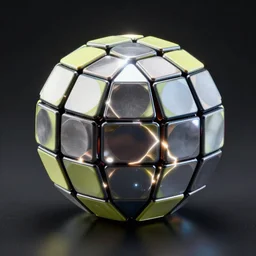 spherical rubiks cube, studio lightning, high detail