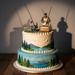 birthday party with cake for fly fisherman