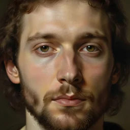 john the baptist by kehinde wiley and rembrandt. photorealistic facial features, portrait, detailed face, ultra high details, large, close - up.