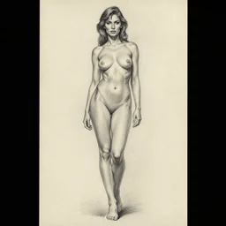 frazetta woman full body portrait pencil art