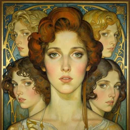 an art nouveau, ( streamline moderne ), multi - racial portrait in the style of anna dittmann and donato giancola and charlie bowater. very large, clear, expressive, and intelligent eyes. centered, ultrasharp focus, dramatic lighting, photorealistic digital matte painting, intricate symmetrical ultra detailed background.