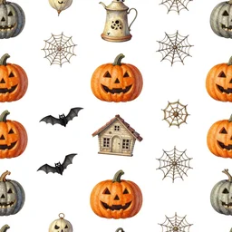 seamless pattern of vintage Halloween decorations by John O. Winsch
