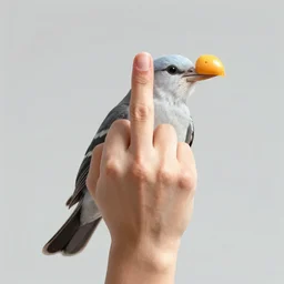 bird on drugs shows middle finger, hyperrealistic photo, artstation, 4k, 8k