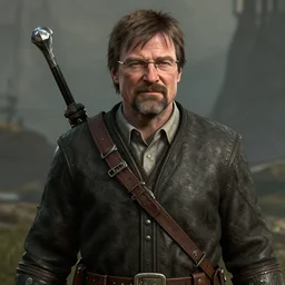 screenshot of Walter White as a character in Skyrim