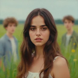 a beautiful scenic painting of a beautiful young woman that looks like ana de armas by artgerm and wlop and wes anderson and spike jonze