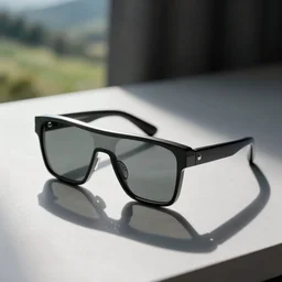 product photography of futuristic glasses on table, sleek, clean, fashionable, hd,