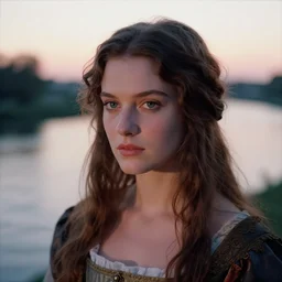 closeup _ plate _ photography _ portrait _ of _ a _ stunningly _ beautiful _ renaissance _ female _ maiden _ in _ soft _ dreamy _ light _ at _ sunset _ beside _ the _ river _ soft _ focus, annie leibovitz, hasselblad, nikon, steve mccurry, david lazar, jimmy nelsson
