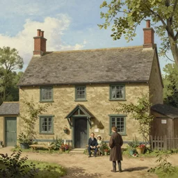 Alex Ross and Sergio Bleda and Jérémy Petiqueux and Alex Maleev artwork of a 19th century english cottage