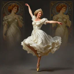 queen elizabeth jumping and dancing, character sheet, character design, contrast, deep focus, turnaround, highly detailed, dramatic lighting, digital painting, artstation, concept art, matte, sharp focus, illustration, elegant, art by artgerm and greg f and alphonse mucha.