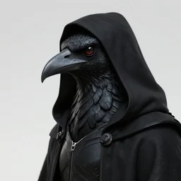 vantablack armored kenku, artistically anthropomorphic black bird head. cloaked hood down, science fiction, portrait by donato giancola and greg rutkowski and wayne barlow. top all time r / imaginarycyberpunk.