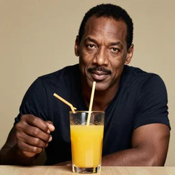 a portrait of o j simpson in a glass of orange juice