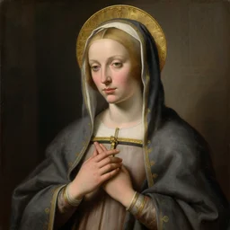 Renaissance portrait of a holy catholic female saint, trending on art station, 4k UHD, 8k, painting illustration, high detail by Lisa Frank