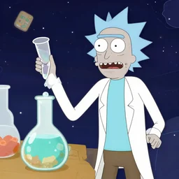 rick and morty brewing a potion in space, digital art, highly detailed, trending on artstation