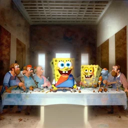 The Last Supper in the style of SpongeBob Squarepants