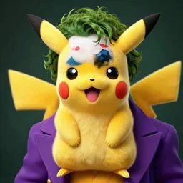Realistic portrait of Pikachu as the Joker