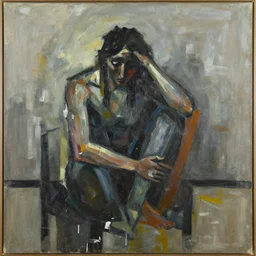 abstract expressionist painting of despair, h 6 4 0