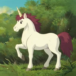 the last unicorn in the style of studio ghibli