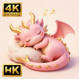 cute! little! dragon! sleeping, zzz, light pink, gold color scheme, highly detailed, artgerm, cushart krenz, artstation, soft light, sharp focus, award - winning, 4 k, 8 k, super detailed, illustration, symmetrical, digital art, character design, concept art