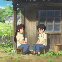 full - color still from a 2 0 0 2 live - action tv drama adaptation of haibane renmei. cozy ; peaceful ; bucolic ; quaint.
