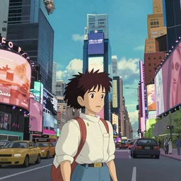 times square, art by hayao miyazaki, studio ghibli film, hi res, 4k