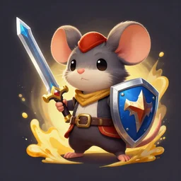 a cute mouse boy furry with a sword and shield. league of legends splash art