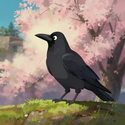 a wholesome animation key shot of a crow on a hill, studio ghibli, pixar and disney animation, sharp, anime key art by greg rutkowski, bloom, dramatic lighting