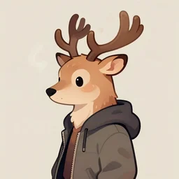 cute art of an anthro furry deer character in 3/4 view wearing a smoking jacket, profile picture trending on ArtStation