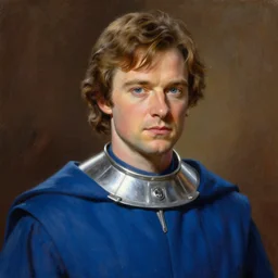 matt smith wearing blue robes with silver metal collar, in the costume of senator bail organa from star wars, beautiful detailed face. painting by artgerm and greg rutkowski