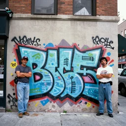 80's new york city photo of graffiti artists posing by their latest piece #photo #old-school