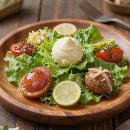 a closeup of a magically generatrd food. medieval. wooden plate. delicacies. salad. a ring on the side of the plate. ring that generates the food. magic. particles. cinematic lighting. particle lights. magical ring. houdini. magical. trending on artstation, craig mullins, rutkowski
