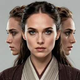 natalie portman, female, jedi master, wearing the traditional jedi robe, beautiful and uniquely odd looking, detailed symmetrical close up portrait, intricate complexity, in the style of artgerm and ilya kuvshinov, magic the gathering, star wars art,