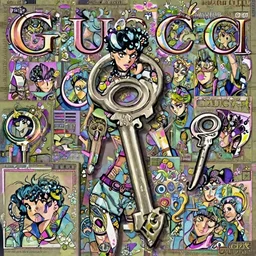 Magazine Cover Anime key visual of a Gucci girl; official media; typography; spring; drawn by Hirohiko Araki; Jojo's Bizarre Adventure; Jojolion, portrait, made by Stanley Artgerm Lau, WLOP, Rossdraws, James Jean, Andrei Riabovitchev, Marc Simonetti, Yoshitaka Amano, ArtStation
