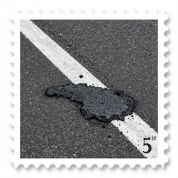 melted asphalt, on a poststamp