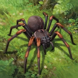 giant spiders in nature ghibli digital art