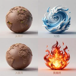 highly detailed fantasy art, artstation style  artstation form, the four elements: earth, air, wind, fire