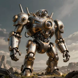gigantic steampunk mech, matte painting, concept art