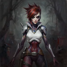 portrait painting of tracer overwatch, in style of zdzisław beksinski, dark, scary,
