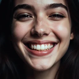 hundreds of teeth. fractal teeth. a woman smiling with thousands of teeth. 3 5 mm f / 2. 8, kodachrome, moody lighting.