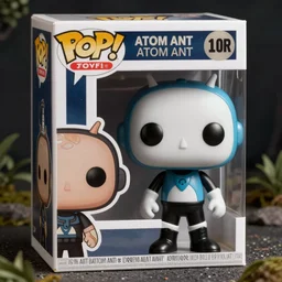 Atom Ant as a Funko Pop, high detail, product lighting,