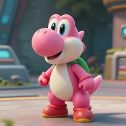 film still of pink yoshi in the new sci - fi movie, 8 k