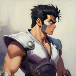 greg manchess portrait painting of raiden with jingasa from mortal kombat as overwatch character, medium shot, asymmetrical, profile picture, organic painting, sunny day, matte painting, bold shapes, hard edges, street art, trending on artstation, by huang guangjian and gil elvgren and sachin teng