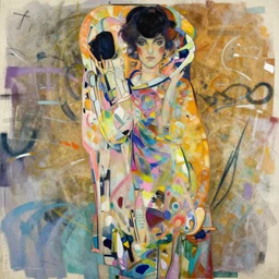 a mixed technique graffity infused colorful slightly abstract very dynamic fineart portrait by street artist heliobray. collage, made with different brushes, sprays and knifes. overdetailed, maximalist, but polished with clean linework. dynamic strokes and lineweight. muted pastel colors. in the style of mucha.