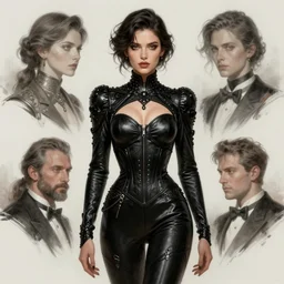 Tabatha cash as a heroine in black leather, intricate, elegant, highly detailed, centered, digital painting, artstation, concept art, smooth, sharp focus, illustration, art by artgerm and donato giancola and Joseph Christian Leyendecker, Ross Tran, WLOP